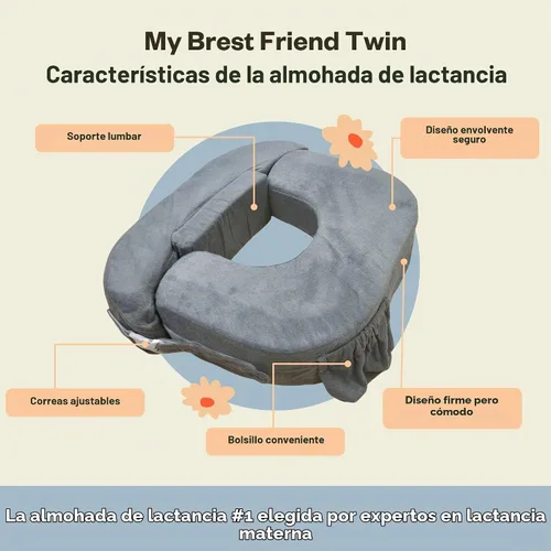 Vista 5 de My Brest Friend Almohada de lactancia gemelar – Comodidad mejorada con funda – Soporte ergonómico definitivo para lactancia materna – Correa