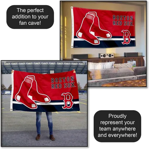 Vista 5 de WinCraft Bandera de Boston Red Sox Logo Insignia de 3 x 5 pies con ojales