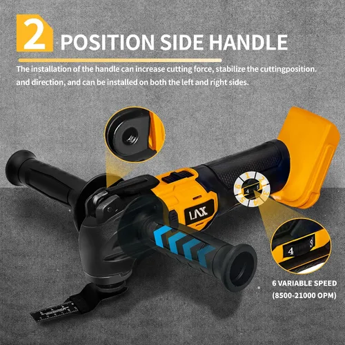 Vista 3 de Multiherramientas oscilantes para batería Dewalt de 20 V, herramienta multiusos de corte y lijado, ángulo de oscilación de 4°, 6 velocidades
