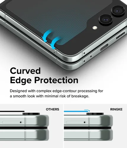 Vista 8 de Ringke Protector de pantalla de vidrio templado compatible con Samsung Galaxy Z Flip 5 para pantalla exterior, protector de pantalla de vidrio