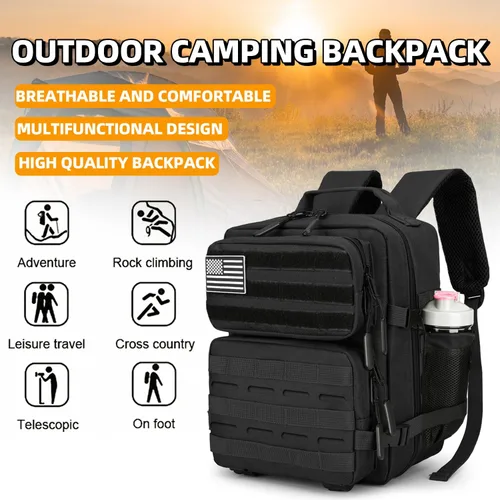 Vista 7 de Mini mochila táctica de 9L para hombres y mujeres, mochila táctica pequeña para senderismo, bolsa táctica pequeña, paquete de fitness, Negro