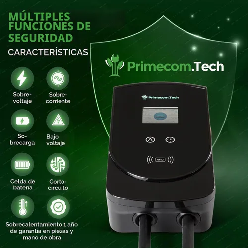 Vista 2 de PRIMECOM 80 Amp 20 veces más rápido, 22 KW, 220 voltios, nivel 2, longitud de cable de 18 pies a 50 pies, estación de carga inteligente
