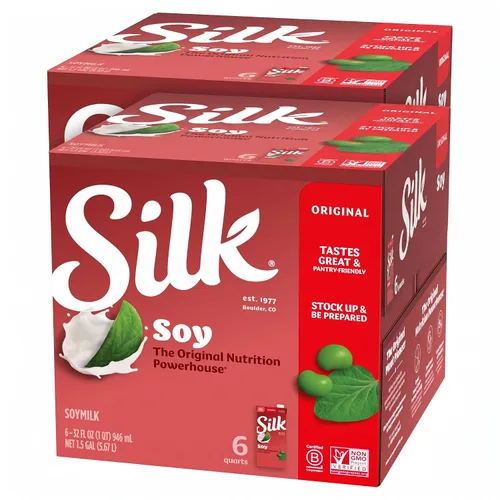 Vista 11 de Silk Leche de soja estable, original, sin lácteos, vegana, verificada por proyecto sin OMG, 1 cuarto de galón (paquete de 6)