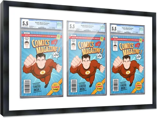 Vista 11 de Poster Palooza Marco de cómics con paspartú para 1 cómic de grado CGC, CBCS o PGX, marco de cómic de bronce para cómic de 8.125 x 13 pulgadas
