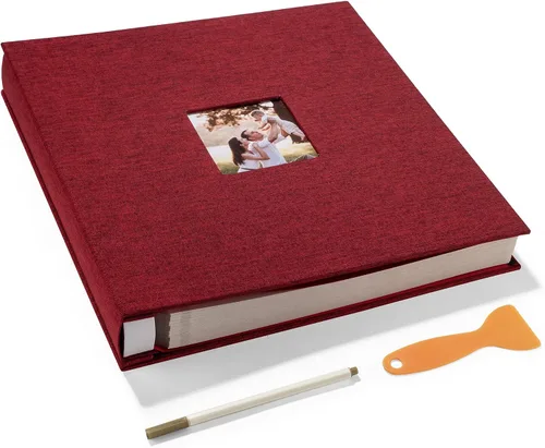 Vista 23 de HoneyTolly Álbum de fotos autoadhesivo para fotos de 4 x 6 imágenes, cubierta magnética de lino, 15 hojas/30 páginas en blanco para bodas Beige claro