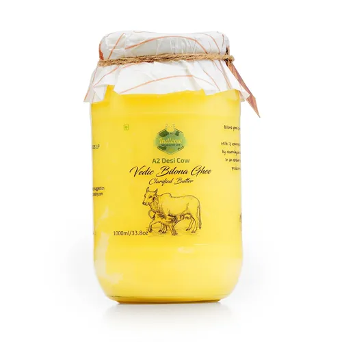 Vista 10 de Indicow Ghee de vaca A2 Desi (180ml (6.08oz), Ghee de vaca A2 (vacas Sahiwal)) Alimentado con pasto, criado en pastizales, grasa de mantequilla