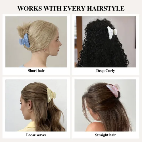Vista 5 de 10 pinzas para el cabello medianas para cabello grueso/fino, agarre fuerte, antideslizante, pinza de mandíbula para el cabello, accesorios