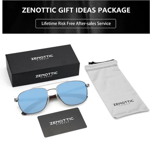Vista 6 de ZENOTTIC Aviator Wood Polarized Sunglasses for Men 100% UV Protection Fishing Driving Golf