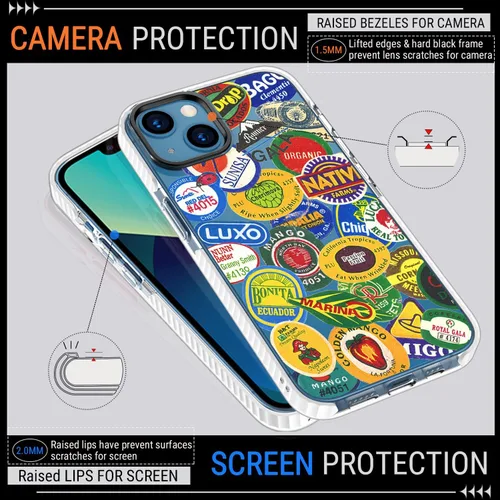 Vista 3 de Funda para teléfono compatible con iPhone 13, protección contra caídas que absorbe los golpes, funda protectora de TPU suave y transparente diseñada