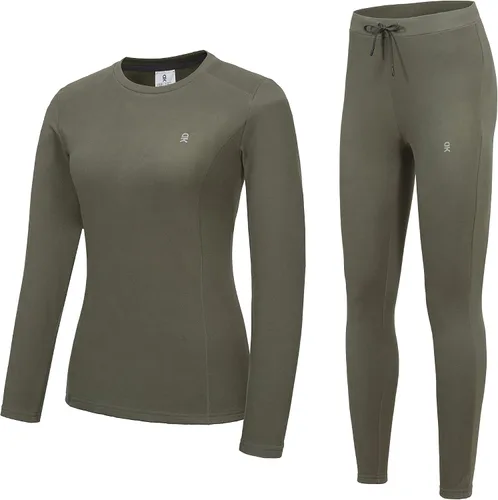 Vista 7 de Little Donkey Andy Conjunto de ropa interior térmica con forro polar para mujer, capa base, calzoncillos largos para clima frío, parte superior e