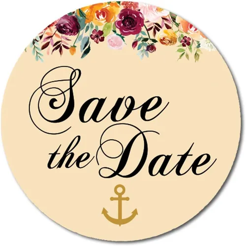 Vista 13 de Darling Souvenir 45 piezas amarillo redondo floral & Anchor Save the Date pegatinas DIY sobre Sellos - 1.6 pulgadas