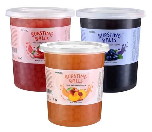 Vista 9 de Perlas Boba de fruta de la pasión, bolas de té explosivas, bebida y cobertura de postre, perlas de tapioca de burbujas de maracuyá para té
