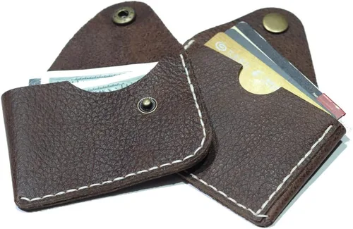 Vista 59 de Leather Card Holder Wallet, Compact Design with Slots for Cards and Cash (light brown)