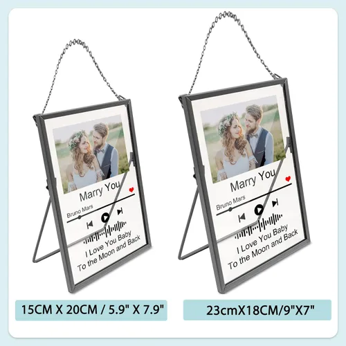 Vista 4 de Placa de canción acrílica personalizada con marco de fotos, cubierta de álbum de fotos personalizada para el día de San Valentín, aniversario, boda