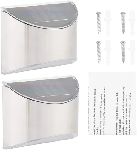 Vista 8 de Keenso Luces solares de seguridad de acero inoxidable, elegante lámpara de pared para exteriores, lámpara de pared LightControl con 4 LED, IP55
