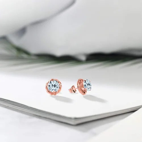 Vista 249 de Gem Stone King Aretes de plata de ley 925 de 0.236 in con piedra natal redonda para mujer