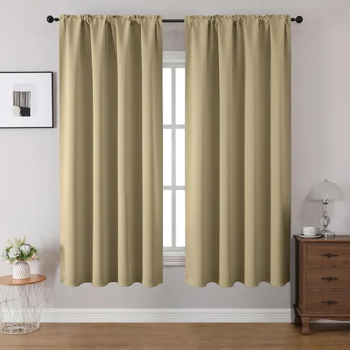 Vista 43 de CUCRAF Cortinas opacas de 45 pulgadas de largo, juego de 2 paneles para dormitorio, bolsillo para cortinero, cortinas de oscurecimiento