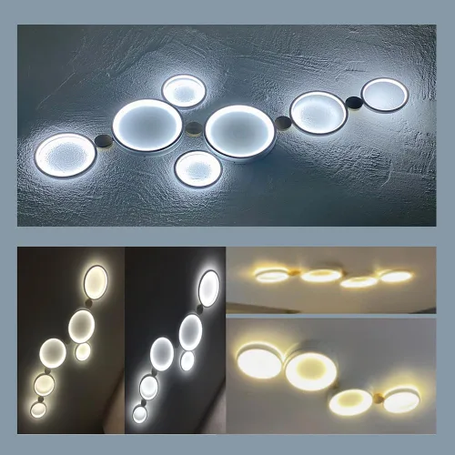 Vista 8 de Lámpara de techo LED de 3 luces, 22 pulgadas, moderna lámpara de techo empotrada de madera de 20 W regulable para sala de estar, dormitorio, cocina