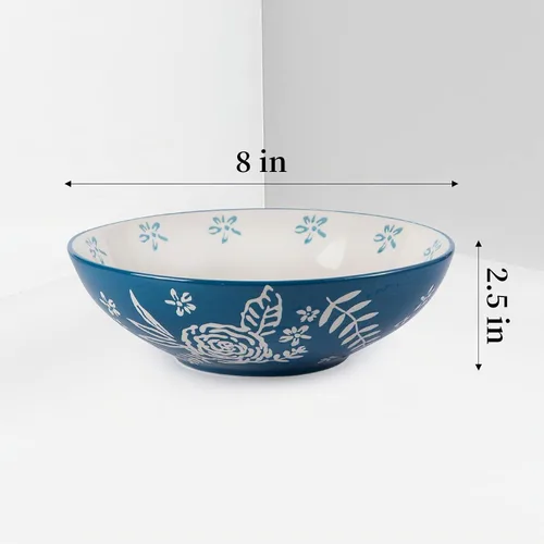 Vista 3 de Wisenvoy Cuencos de pasta para ensalada de 8 pulgadas para pasta, 32 onzas, cuencos para pasta, juego de 4 cuencos de cerámica para servir