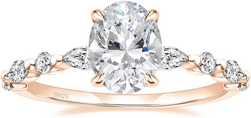 Vista 8 de EAMTI 925 Sterling Silver Engagement Rings for Women Oval Cut