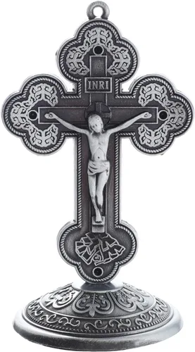 Vista 11 de KOMI Estatua de San Benito Sosteniendo Cruz y Regla Decoraciones para Tablero del Automóvil Bendice Regalo de Seguridad de Conducción