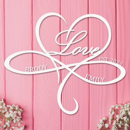 Vista 2 de Letrero de infinito personalizado con nombre, letrero de metal de infinito personalizado, letreros con nombre, decoración de pared, regalo
