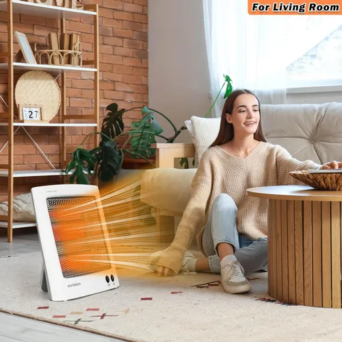 Vista 5 de Calentador de Espacio Radiante, Calentador Eléctrico Portátil, Calentadores Infrarrojos para Uso en Interiores, Calentador Halógeno para Garaje
