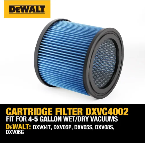 Vista 4 de DEWALT Filtro de vacío de repuesto DXVC4002, apto para la mayoría de aspiradoras húmedas y secas de 4 a 5 galones, filtro de cartucho de alta