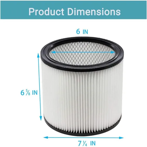 Vista 6 de Paquete de 2 filtros de repuesto compatibles con Shop Vac 90304 90333 90350, filtros de cartucho reutilizables y lavables que se adaptan a