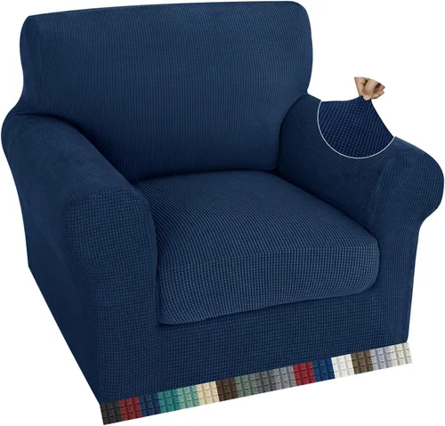 Vista 24 de ZNSAYOTX 2 fundas para sillas con brazos para sala de estar, súper suave, con funda de cojín de asiento, gruesa, duradera, mezcla de elastano, alta