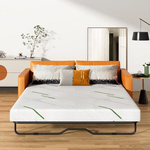 Vista 17 de Colchón para sofá cama de 4 pulgadas, repuesto de espuma viscoelástica de gel con funda de patrón geométrico transpirable lavable, soporte