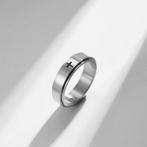 Vista 4 de Anillos de banda giratoria para aliviar el estrés y la ansiedad con diseño de Jesucristo para hombres mujeres niñas niños y niñas para la ansiedad