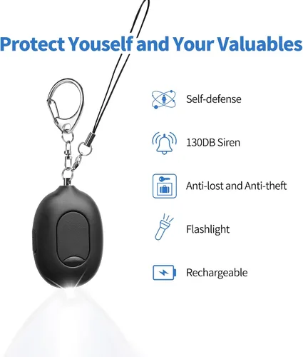 Vista 7 de Door Stop Alarms for Travel, 130dB Loud Portable Vibration Sensor with LED Flashing, USB Rechargeable Security Alarm for Travel Hotel Home