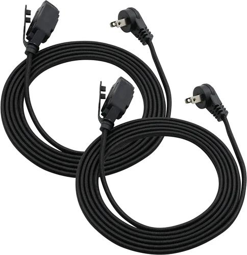 Vista 12 de Clear Power DCIC-00352P-DC - Paquete de 2 cables de extensión para interiores de 6 pies y 3 tomas, 16/2 SPT-2, marrón, enchufe polarizado de 2