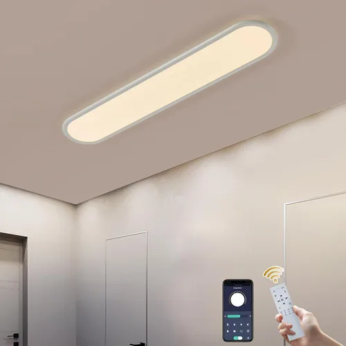 Vista 16 de Ganeed Lámpara de techo LED de 27.6 pulgadas, lámparas de techo lineales de alto brillo, blanco frío de 6000 K, luminaria moderna ultra fina