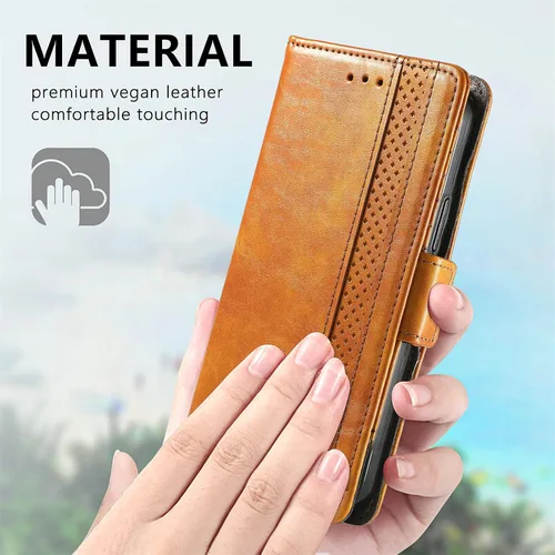 Vista 7 de Funda compatible con Nothing Phone 1, compatible con Nothing Phone One (A063), ranura para tarjetas de piel sintética, cierre magnético, soporte