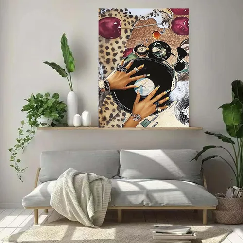 Vista 2 de Kits de arte de diamante para adultos principiantes, modernos kits de pintura de diamante con lunares de leopardo 5D, gemas y manualidades DIY