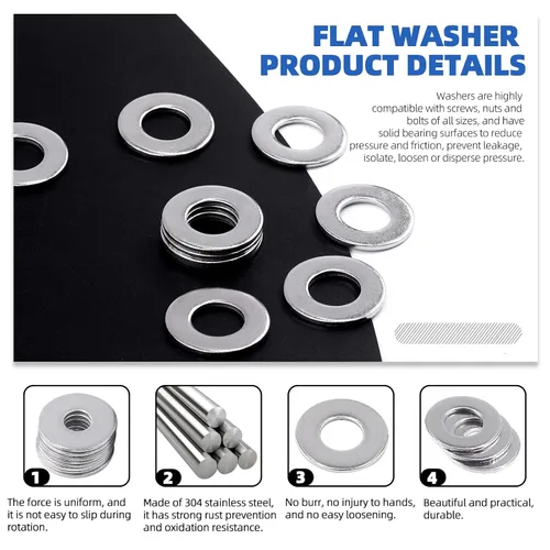 Vista 6 de Glarks 720 tornillos de máquina de cabeza plana Phillips M3 con tuercas hexagonales y arandelas planas, kit surtido de arandelas de bloqueo, acero