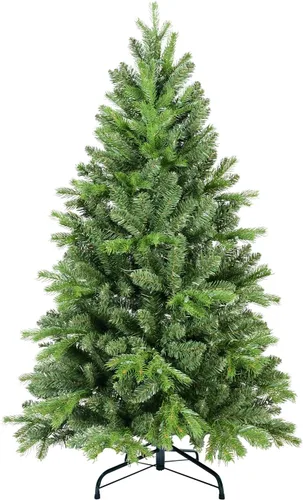 Vista 9 de Árbol de Navidad artificial sin luz de 5 pies, árbol de Navidad de abeto verde festivo con 723 puntas de rama, árbol de Navidad realista de abeto
