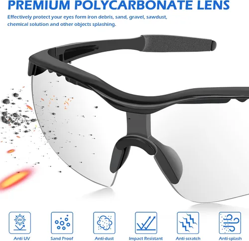 Vista 5 de OXG 12 unidades gafas de seguridad antivaho para hombres, gafas de seguridad ANSI Z87.1 resistentes a impactos y arañazos para la protección