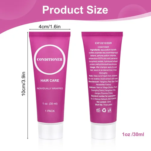 Vista 2 de Acondicionador de tamaño de viaje a granel, mini muestra de cabello envuelta individualmente, acondicionador pequeño para hombres y mujeres