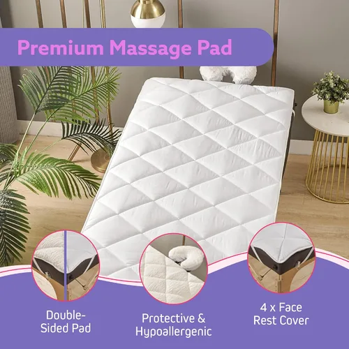 Vista 3 de Almohadilla de mesa de masaje de doble cara, funda de vellón de felpa y microfibra, cubrecolchón suave para cama de masaje y funda de spa
