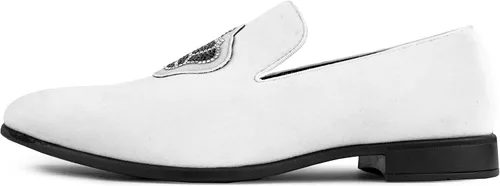 Vista 3 de Amali Crown Zapatos de terciopelo para hombre con pieza de corona de joyería Zapatos de vestir para hombre Mocasines formales de terciopelo