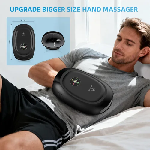 Vista 4 de COMFIER Masajeador inteligente de manos, control de aplicación, masaje de manos con calor y compresión, masajeador para artristis, túnel carpiano
