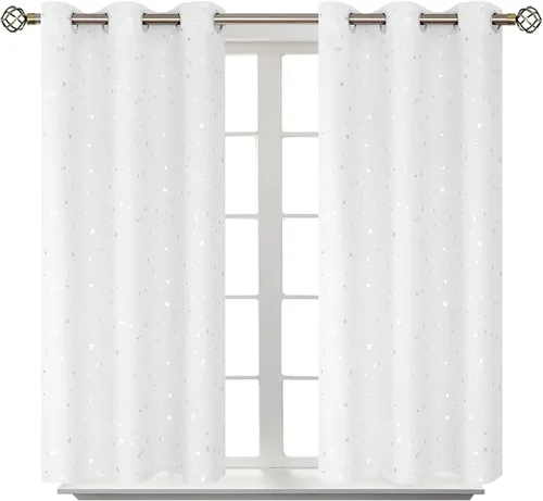 Vista 77 de BGment Cortinas opacas para dormitorio infantil, con aislamiento térmico, con ojales, estampado de estrellas plateadas, cortinas para oscurecer