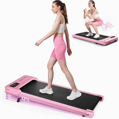 Vista 12 de Caminadora pequeña con inclinación - Cinta de correr para debajo del Rosa rubor
