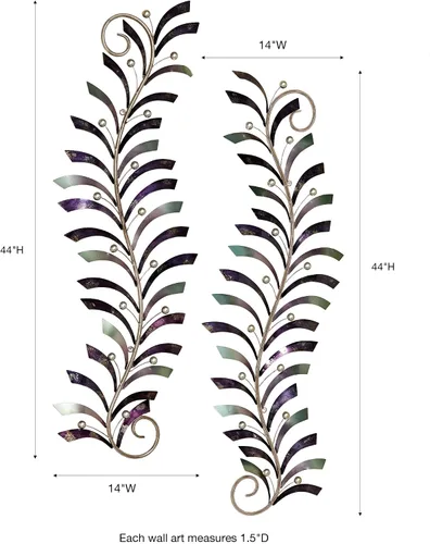 Vista 3 de Natures Dance - Juego de 2 piezas de arte de pared de metal, color morado