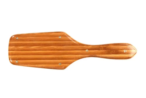 Vista 5 de Bass Cepillos Cepillo para peinar y desenredar Pin de nailon de grado profesional Mango de bambú puro Paleta pequeña Acabado sólido Modo
