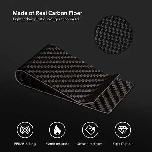 Vista 27 de SERMAN BRANDS Clip de dinero de fibra de carbono para hombres – Cartera delgada con clip de dinero RFID, bolsillo frontal minimalista, cartera EDC