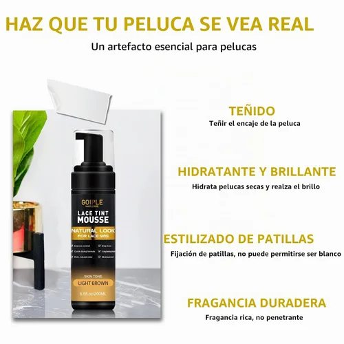 Vista 4 de Mousse de Tinte para Encaje de Pelo Fundido, 6.8 fl oz Mousse de Tinte para Encaje para Mujeres, Pelucas de Encaje, Toupees y Piezas de Cabello